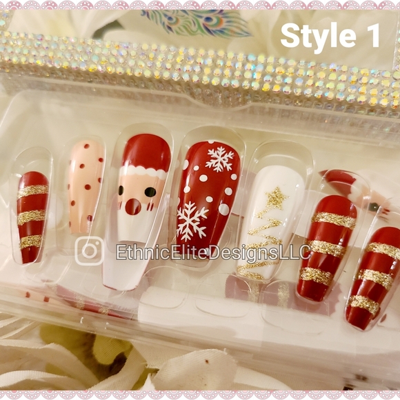 Private Label Other - New boutique Santa Claus Holiday Faux |Fake Nail adhesive tab Press ons